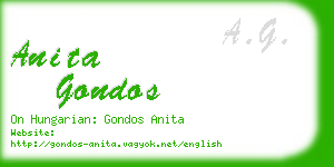 anita gondos business card